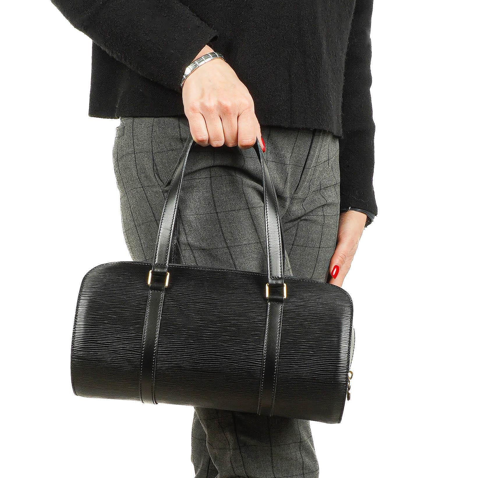 Louis Vuitton Soufflot Handtasche aus schwarzem Epi-Leder
