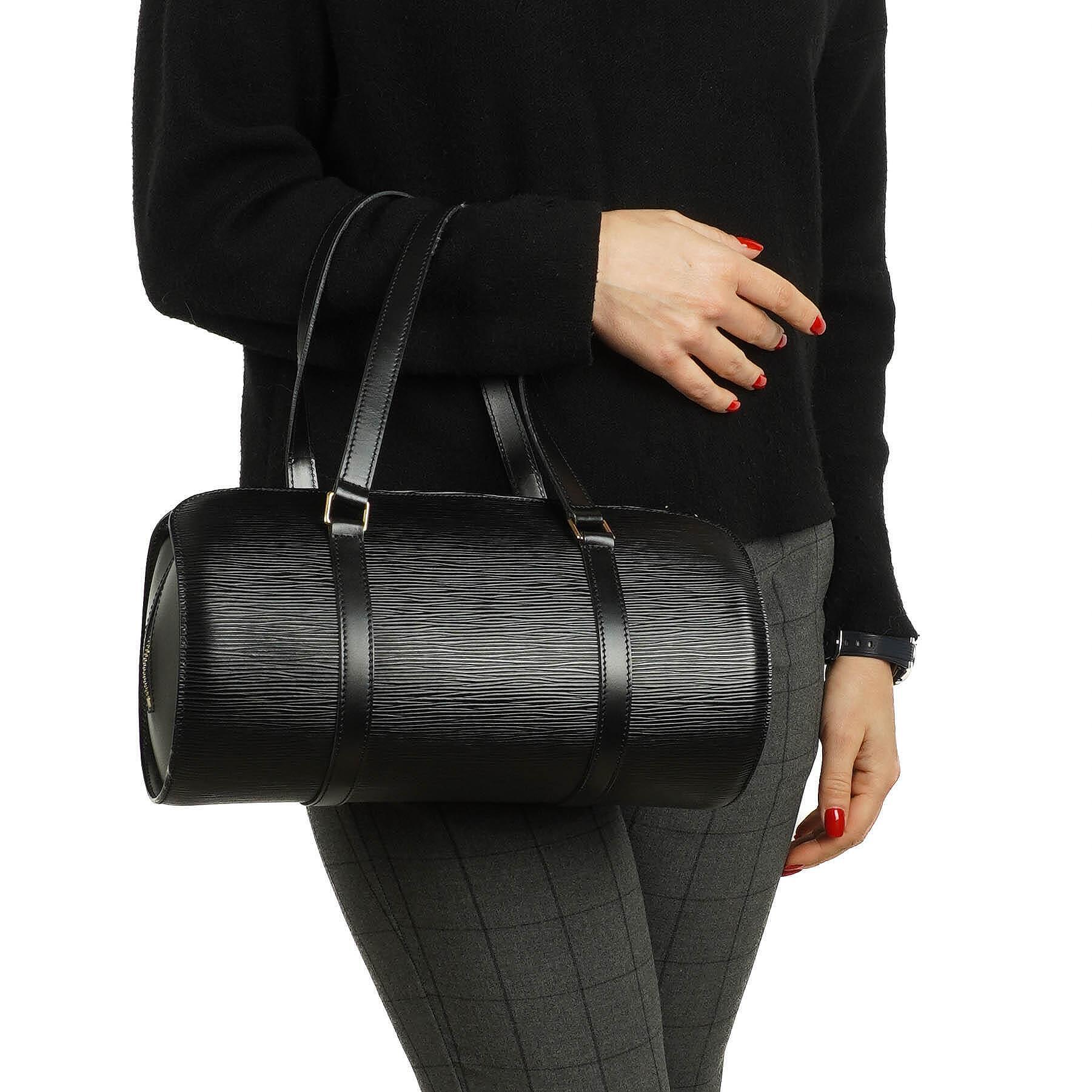 Louis Vuitton Soufflot Handtasche aus schwarzem Epi-Leder