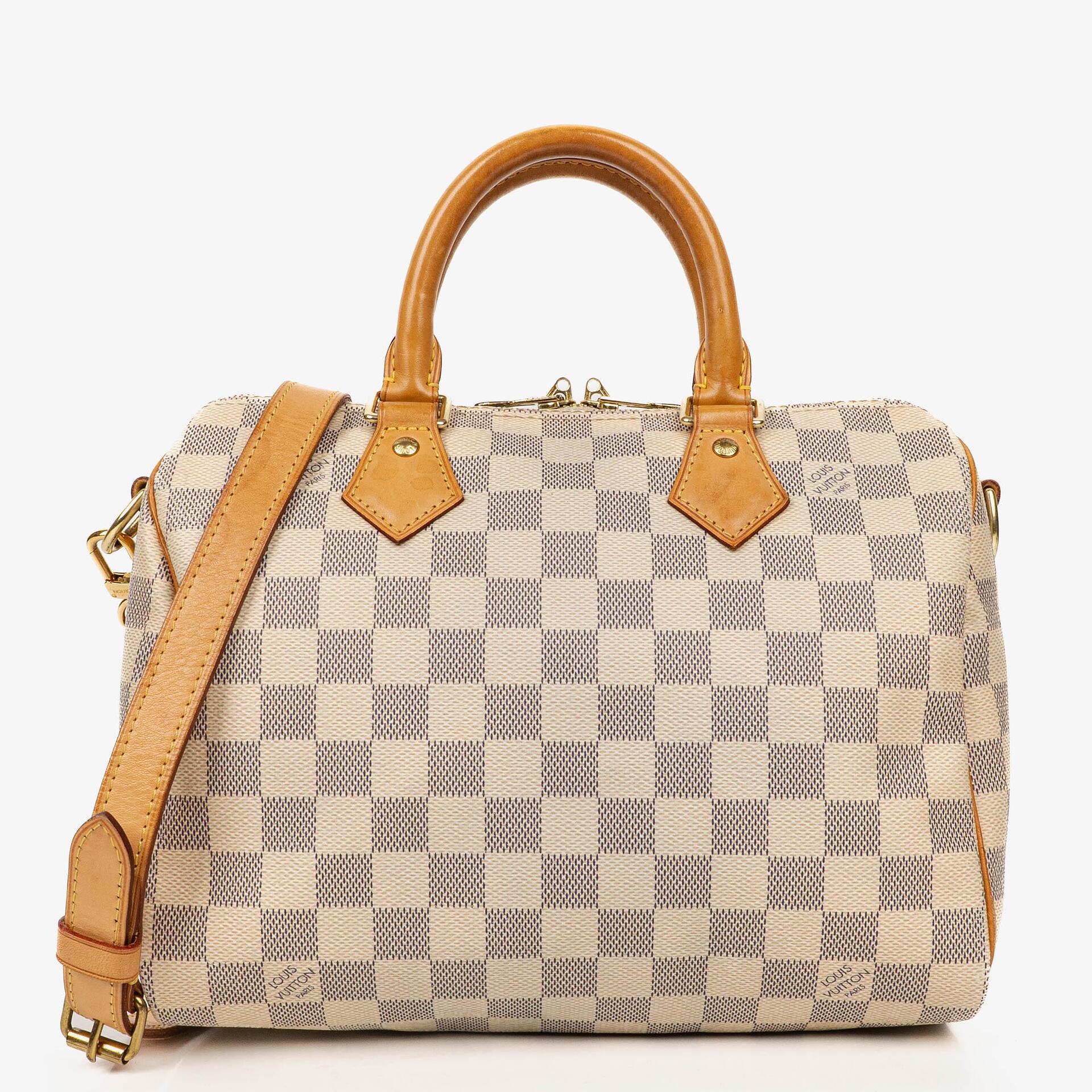 Louis Vuitton Speedy 25 Bandoulière Handtasche aus Damier Azur beschichtetem Canvas