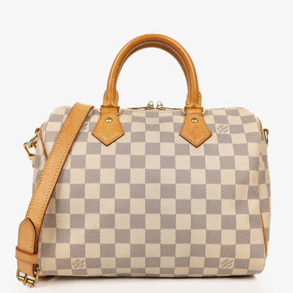 Louis Vuitton Speedy 25 Bandoulière Handtasche aus Damier Azur beschichtetem Canvas