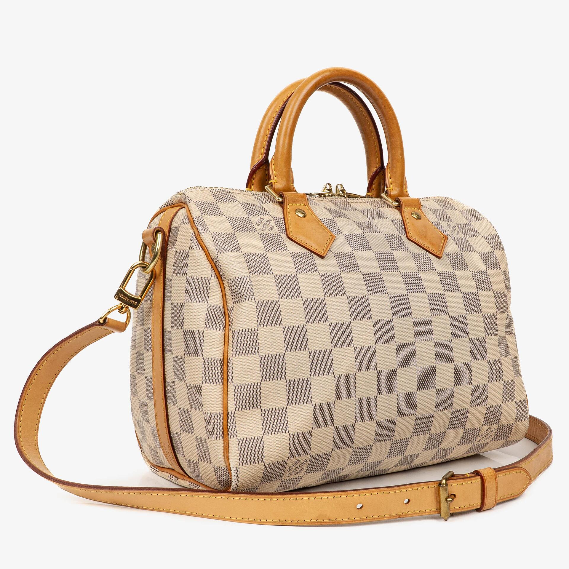 Louis Vuitton Speedy 25 Bandoulière Handtasche aus Damier Azur beschichtetem Canvas