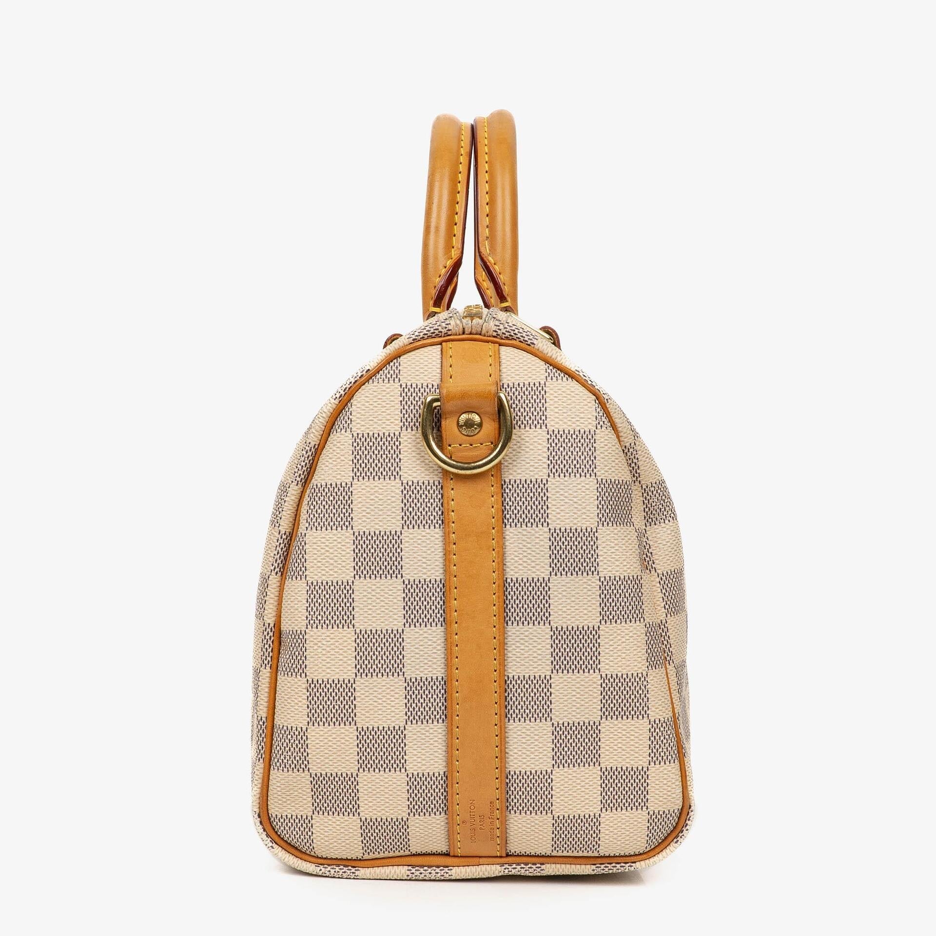 Louis Vuitton Speedy 25 Bandoulière Handtasche aus Damier Azur beschichtetem Canvas