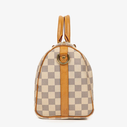 Louis Vuitton Speedy 25 Bandoulière Handtasche aus Damier Azur beschichtetem Canvas