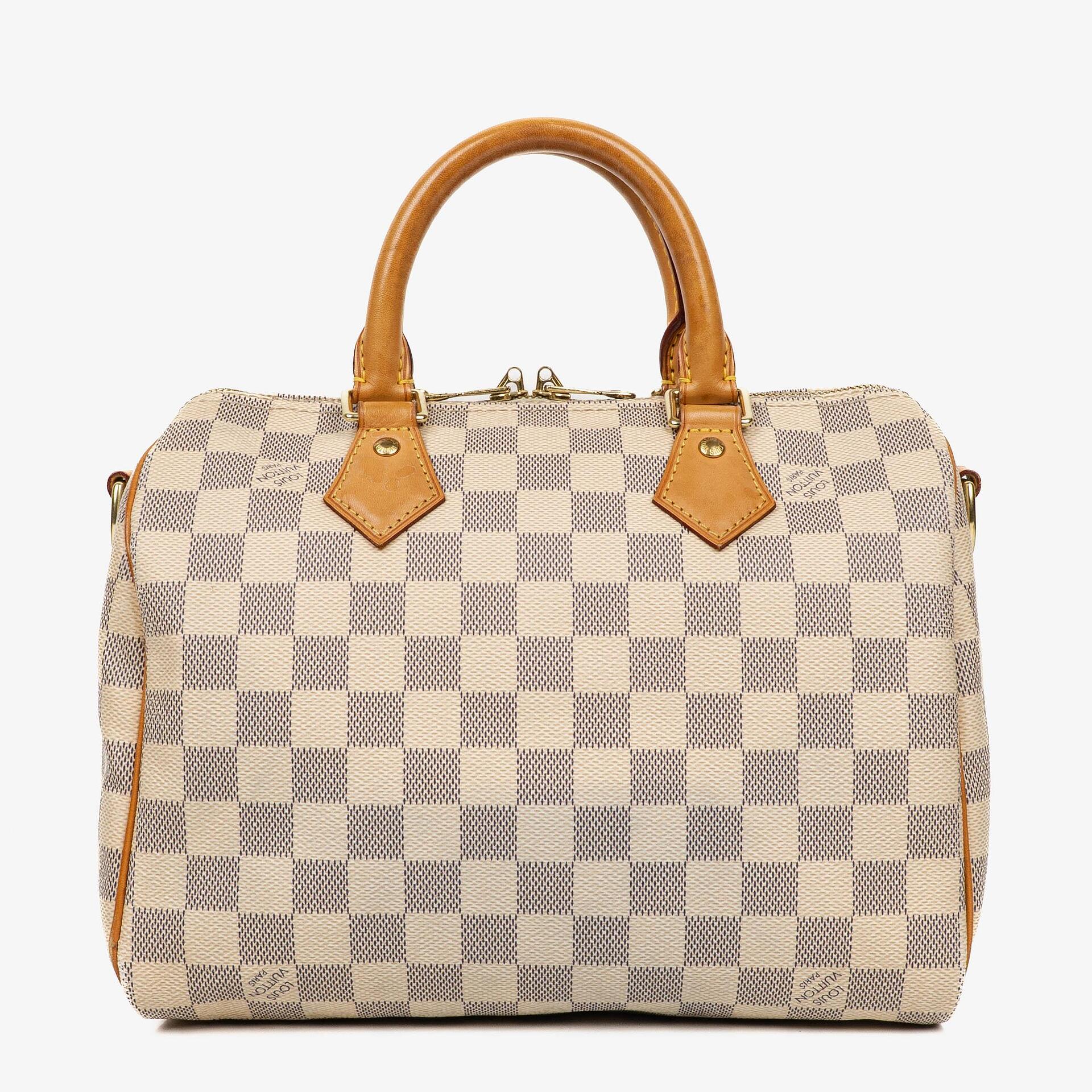 Louis Vuitton Speedy 25 Bandoulière Handtasche aus Damier Azur beschichtetem Canvas
