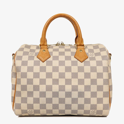 Louis Vuitton Speedy 25 Bandoulière Handtasche aus Damier Azur beschichtetem Canvas