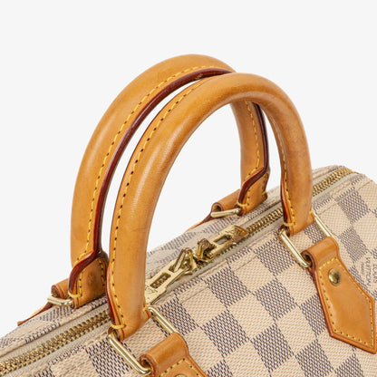 Louis Vuitton Speedy 25 Bandoulière Handtasche aus Damier Azur beschichtetem Canvas