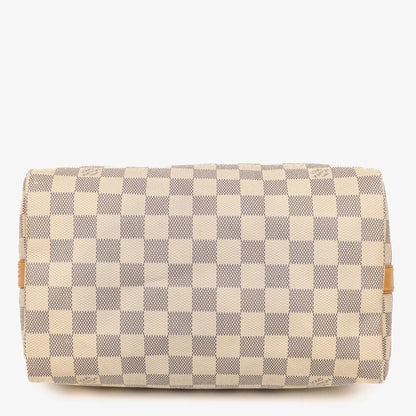 Louis Vuitton Speedy 25 Bandoulière Handtasche aus Damier Azur beschichtetem Canvas