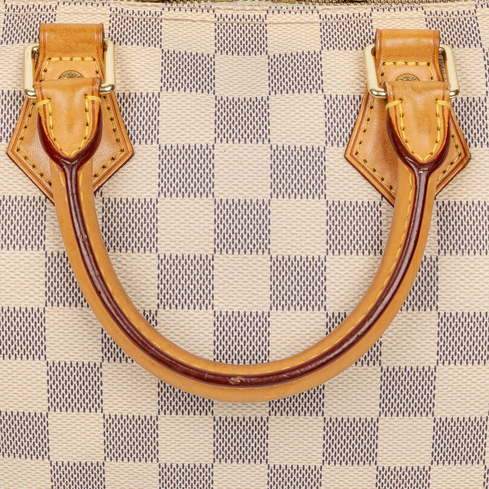 Louis Vuitton Speedy 25 Bandoulière Handtasche aus Damier Azur beschichtetem Canvas