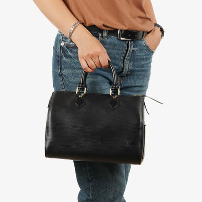 Louis Vuitton Speedy 25 Handtasche aus schwarzem Epi Leder