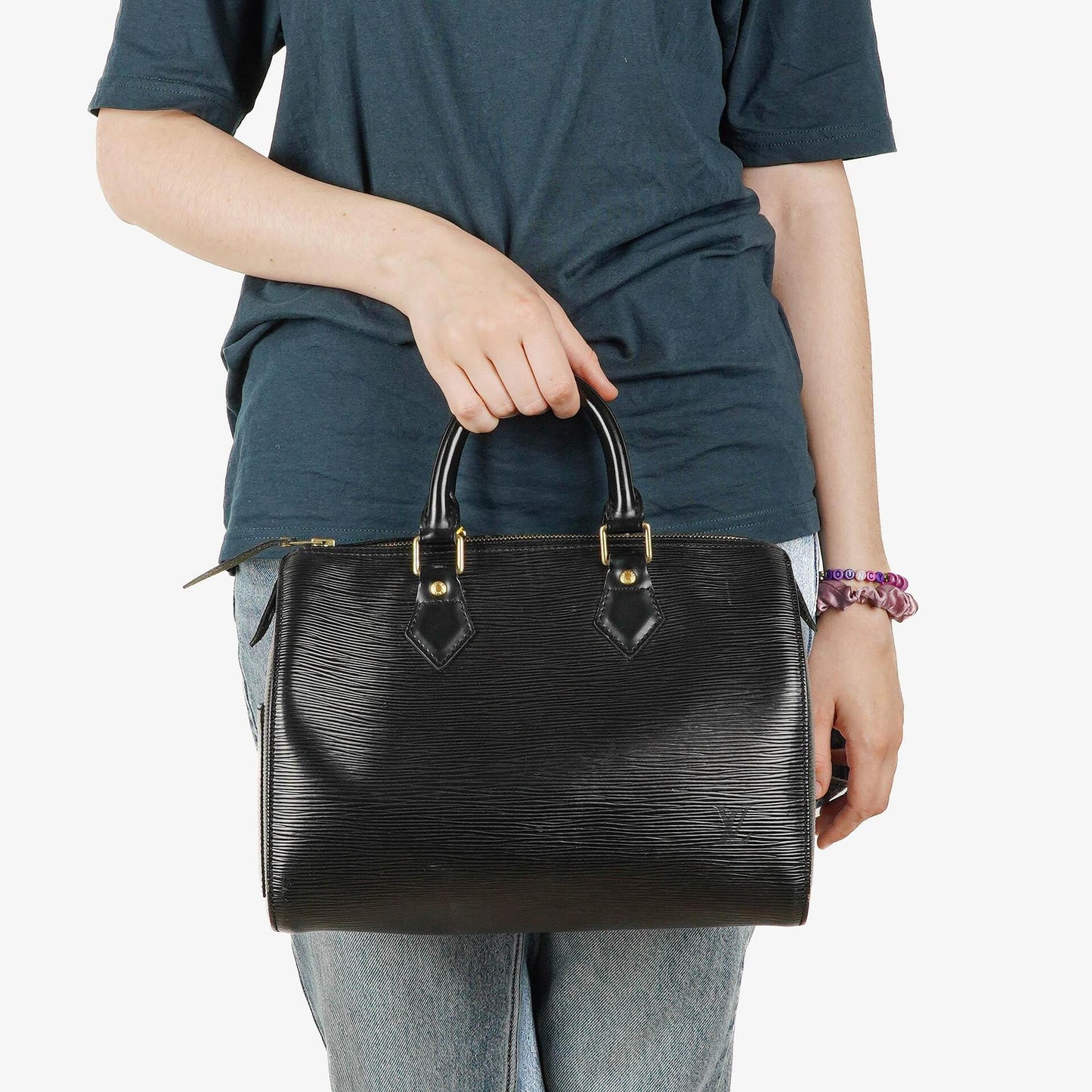 Louis Vuitton Speedy 25 Handtasche aus schwarzem Epi-Leder