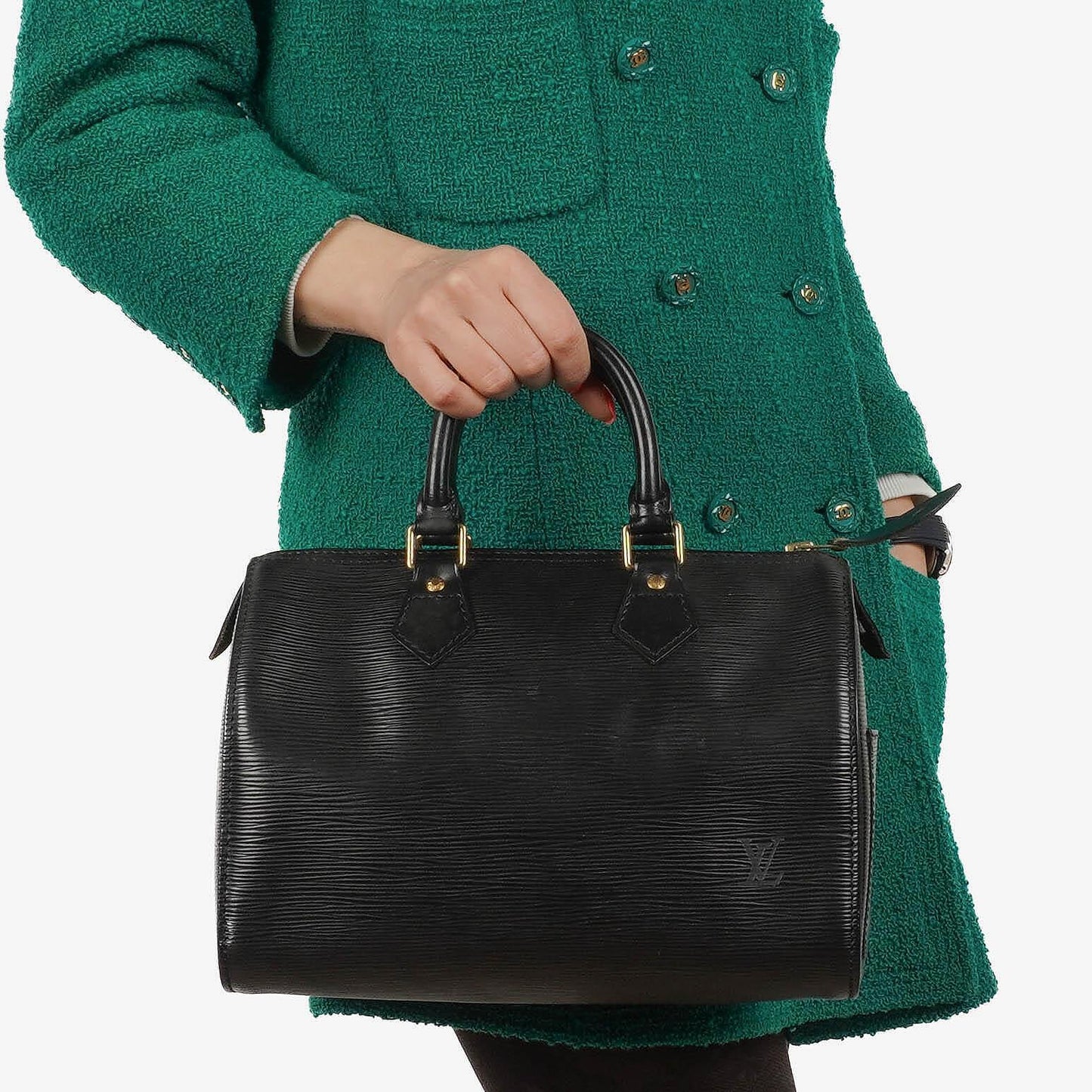 Louis Vuitton Speedy 25 Handtasche aus schwarzem Epi-Leder