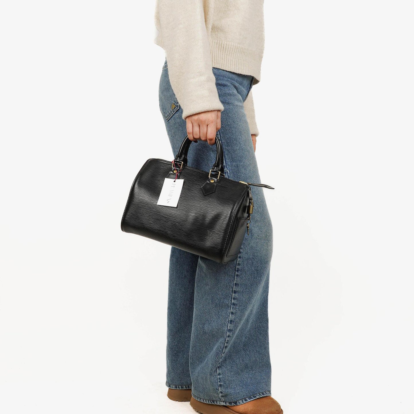 Louis Vuitton Speedy 25 Handtasche aus schwarzem Epi-Leder