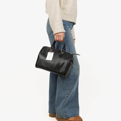 Louis Vuitton Speedy 25 Handtasche aus schwarzem Epi-Leder