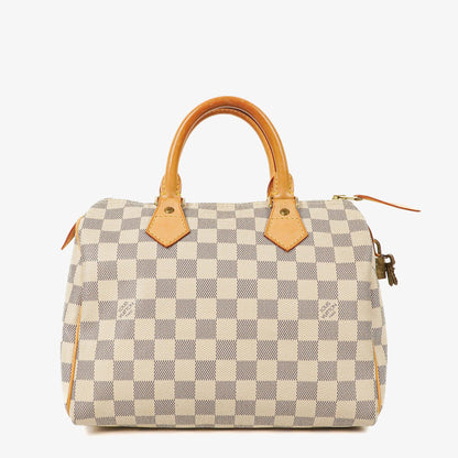 Louis Vuitton Speedy 25 Handtasche aus beschichtetem Damier Azur Canvas