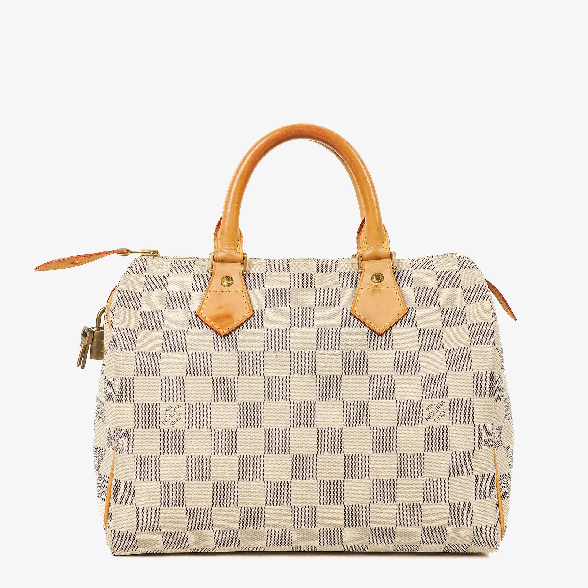 Louis Vuitton Speedy 25 Handtasche aus beschichtetem Damier Azur Canvas