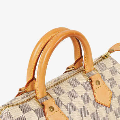 Louis Vuitton Speedy 25 Handtasche aus beschichtetem Damier Azur Canvas