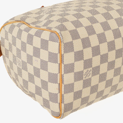 Louis Vuitton Speedy 25 Handtasche aus beschichtetem Damier Azur Canvas