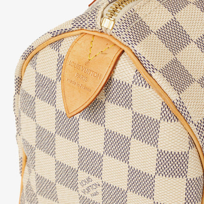 Louis Vuitton Speedy 25 Handtasche aus beschichtetem Damier Azur Canvas