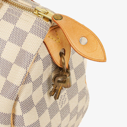 Louis Vuitton Speedy 25 Handtasche aus beschichtetem Damier Azur Canvas
