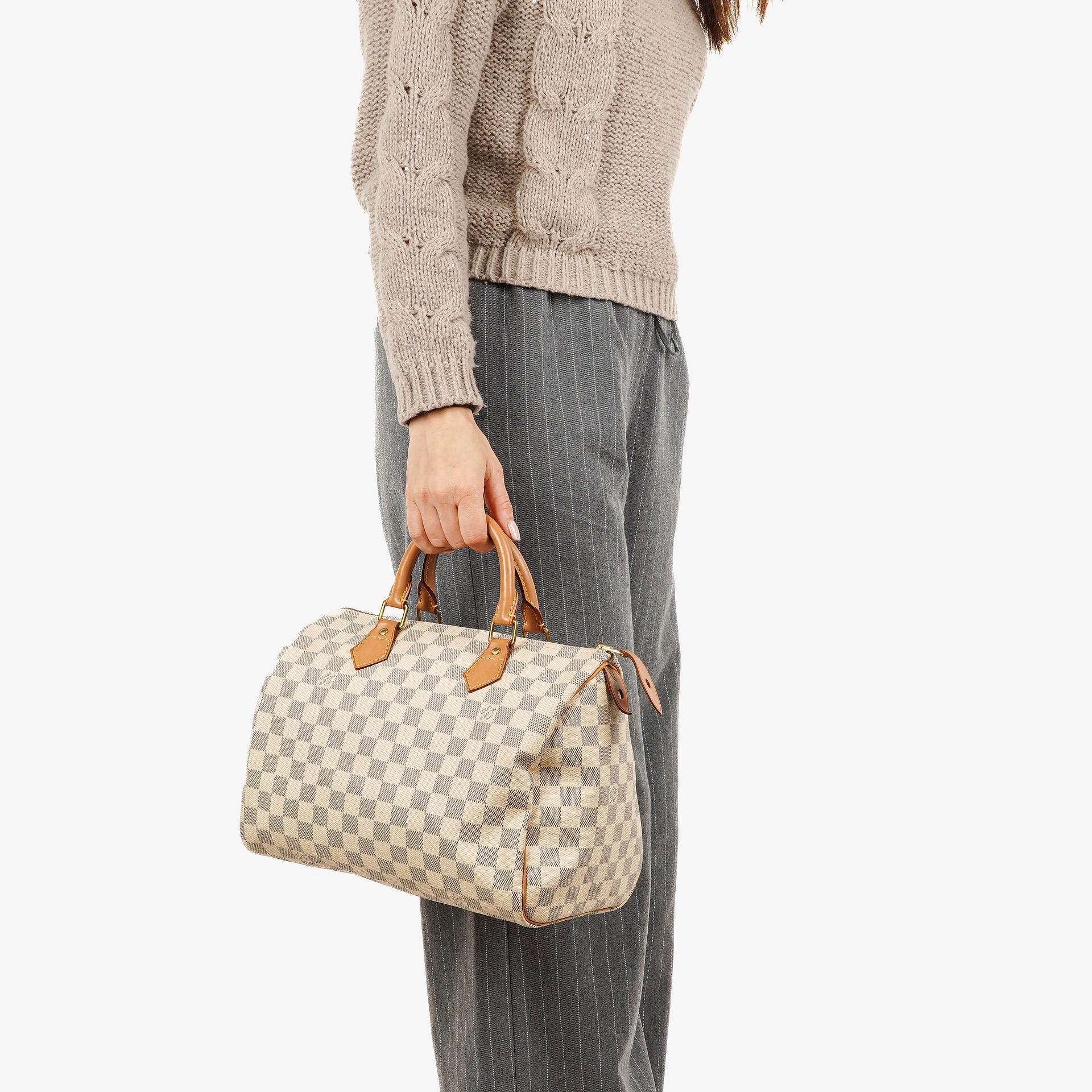 Louis Vuitton Speedy 30 Handtasche aus Damier Azur beschichtetem Canvas