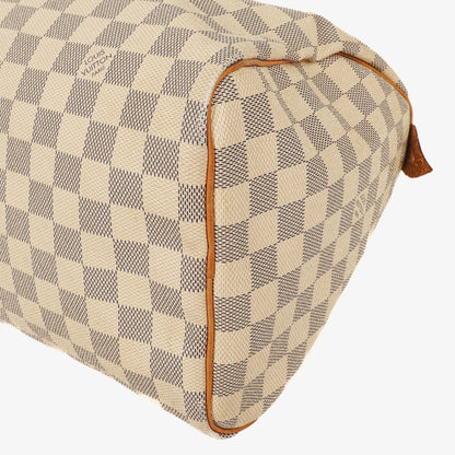 Louis Vuitton Speedy 30 Handtasche aus Damier Azur beschichtetem Canvas
