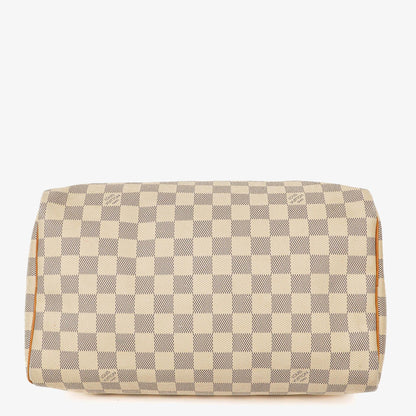 Louis Vuitton Speedy 30 Handtasche aus Damier Azur beschichtetem Canvas