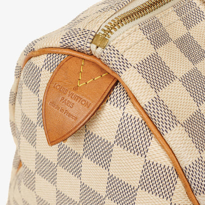 Louis Vuitton Speedy 30 Handtasche aus Damier Azur beschichtetem Canvas