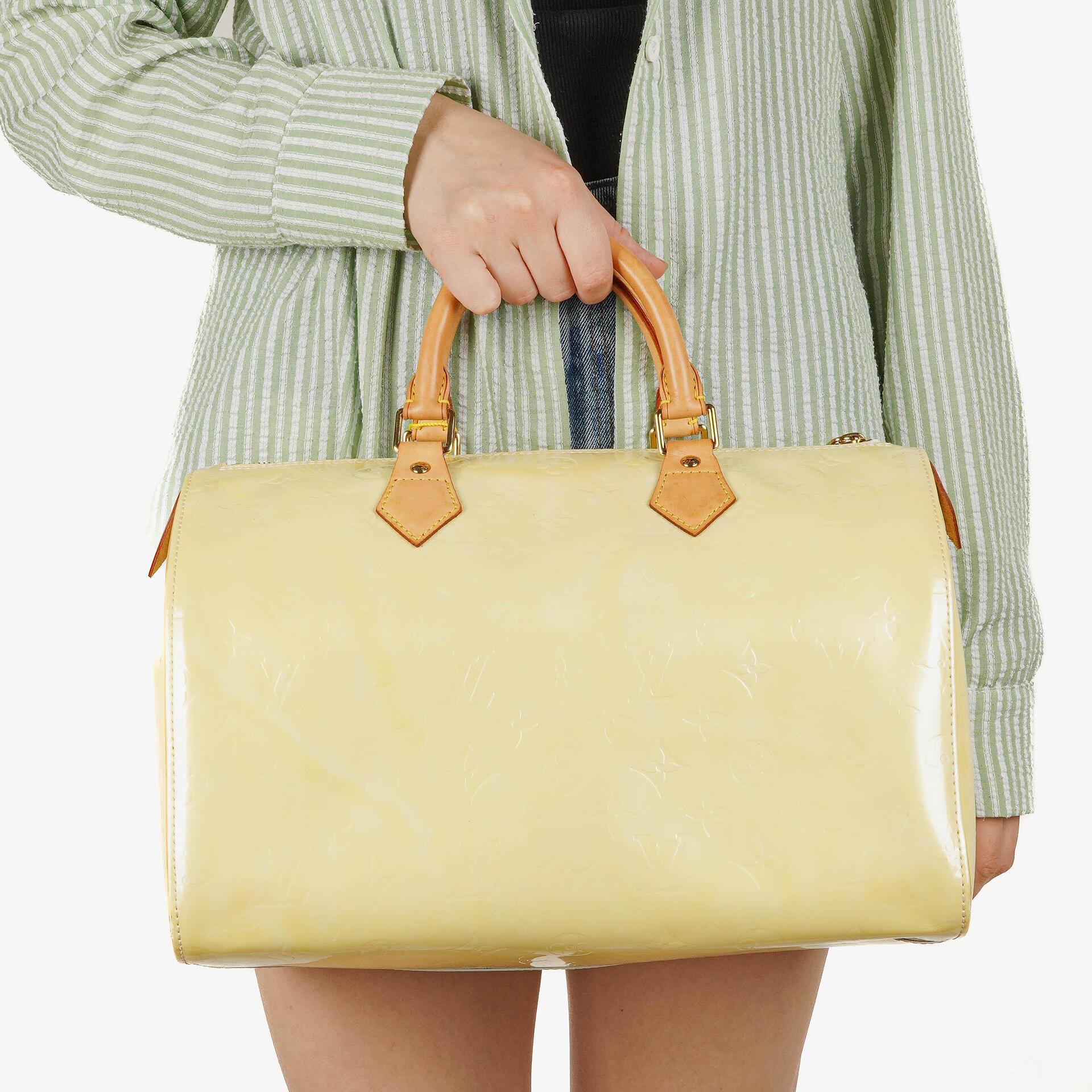 Louis Vuitton Speedy 30 Handtasche aus Perle Monogram Vernis