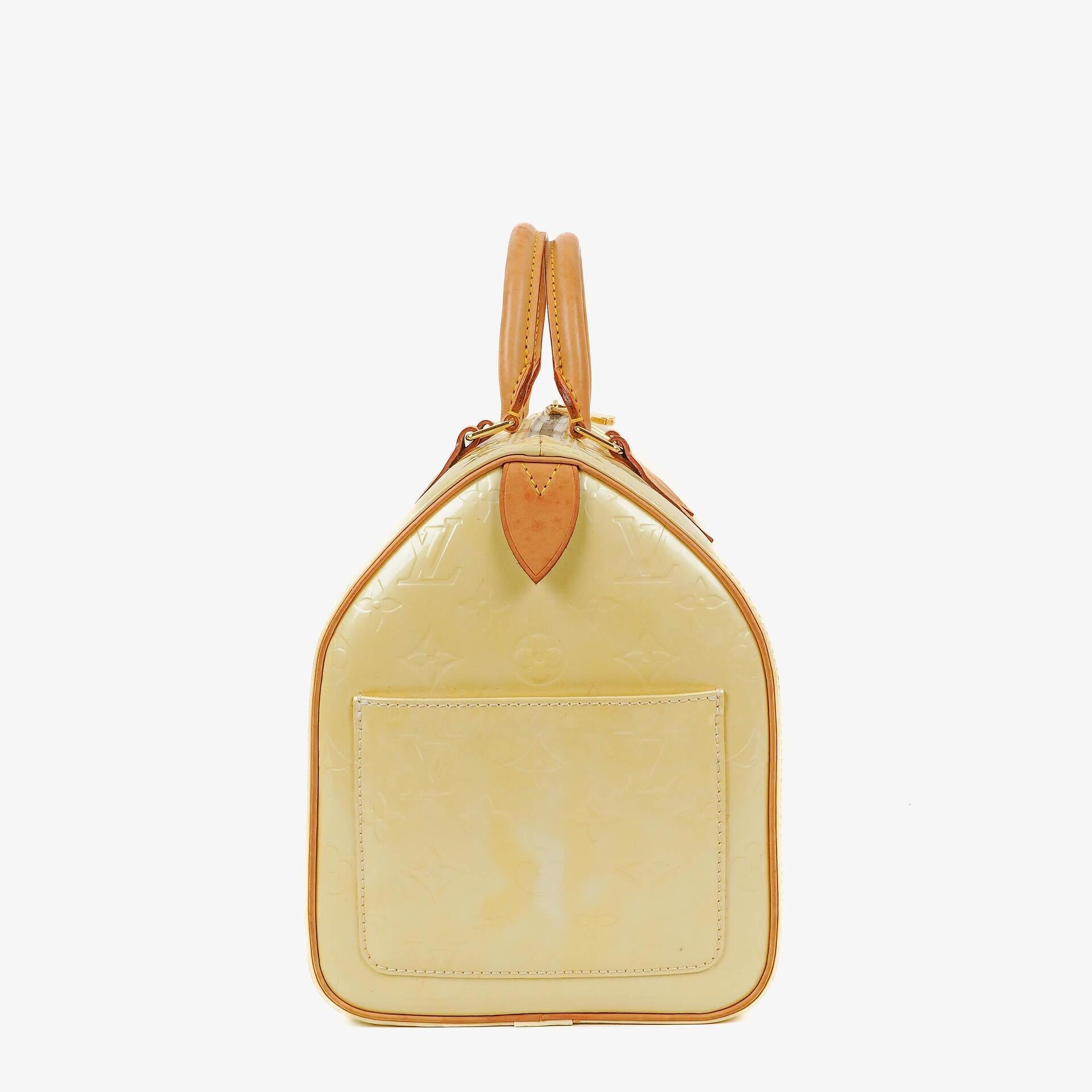 Louis Vuitton Speedy 30 Handtasche aus Perle Monogram Vernis