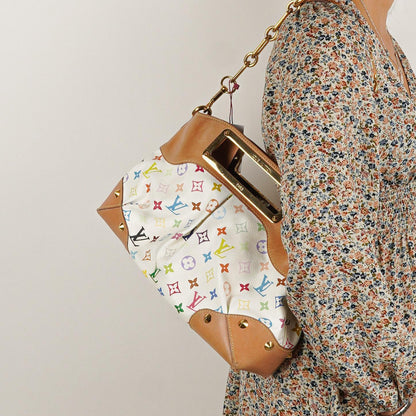 Louis Vuitton Takashi Murakami Judy MM Tasche aus weißem Multicolore Monogram Canvas