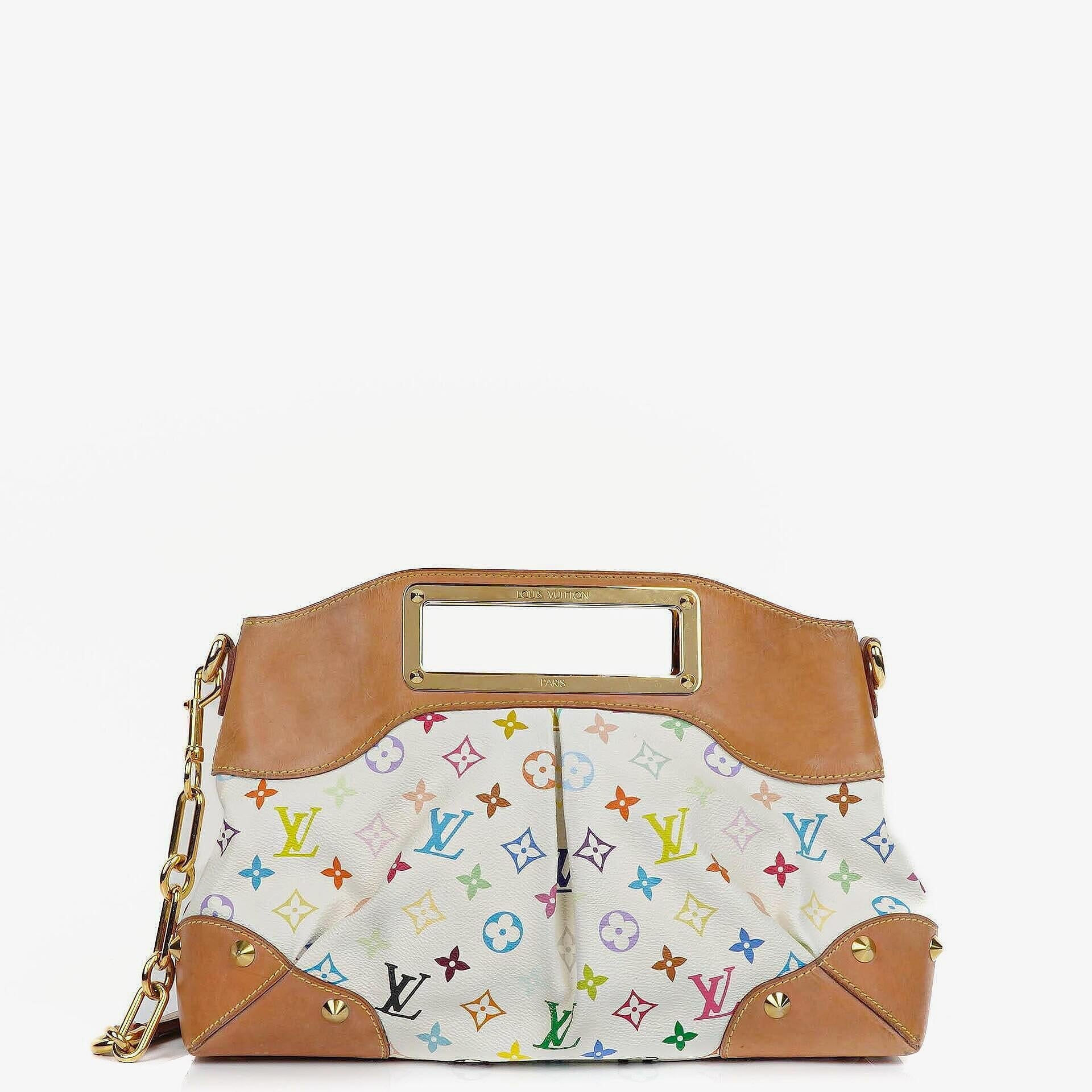 Louis Vuitton Takashi Murakami Judy MM Tasche aus weißem Multicolore Monogram Canvas