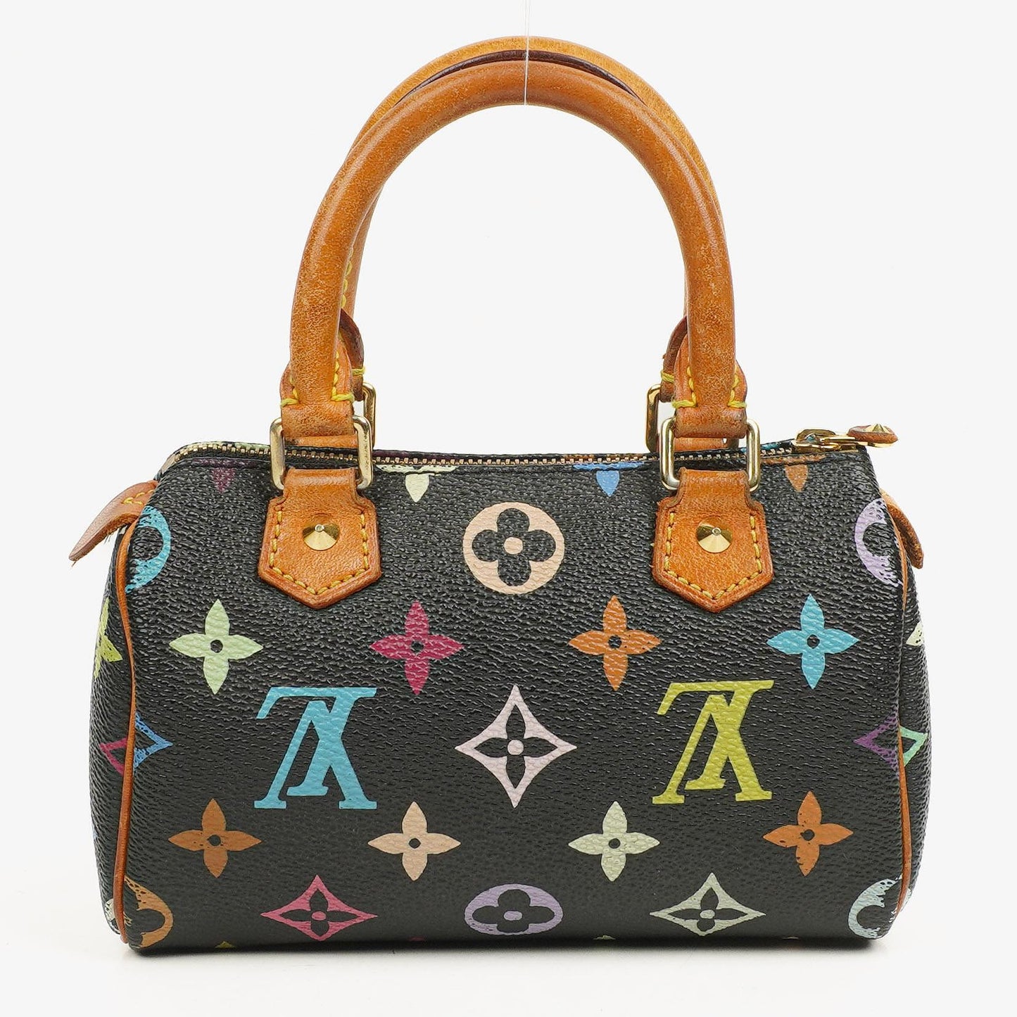 Louis Vuitton Takashi Murakami Nano Speedy Schwarz Mehrfarbiges Monogram Beschichtetes Canvas Mini Tasche