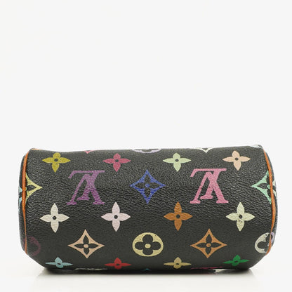 Louis Vuitton Takashi Murakami Nano Speedy Schwarz Mehrfarbiges Monogram Beschichtetes Canvas Mini Tasche
