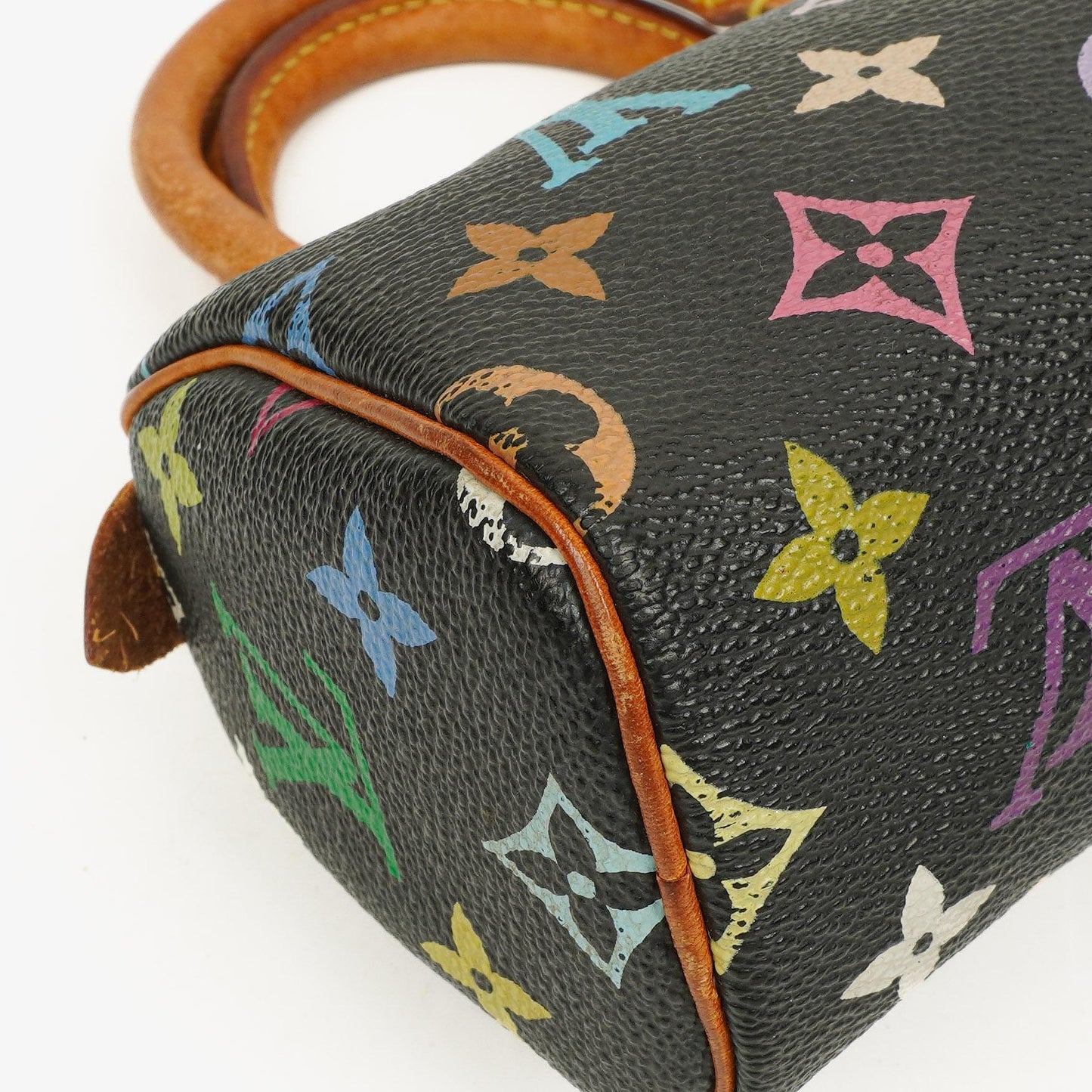 Louis Vuitton Takashi Murakami Nano Speedy Schwarz Mehrfarbiges Monogram Beschichtetes Canvas Mini Tasche