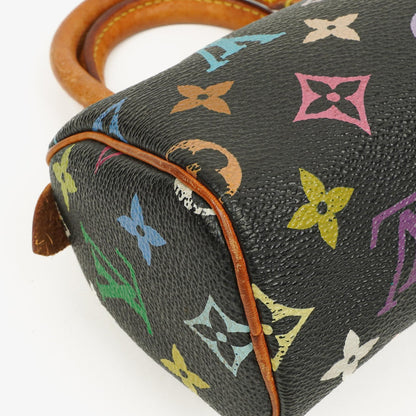 Louis Vuitton Takashi Murakami Nano Speedy Schwarz Mehrfarbiges Monogram Beschichtetes Canvas Mini Tasche