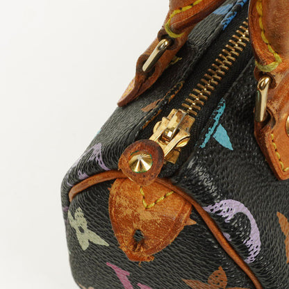 Louis Vuitton Takashi Murakami Nano Speedy Schwarz Mehrfarbiges Monogram Beschichtetes Canvas Mini Tasche