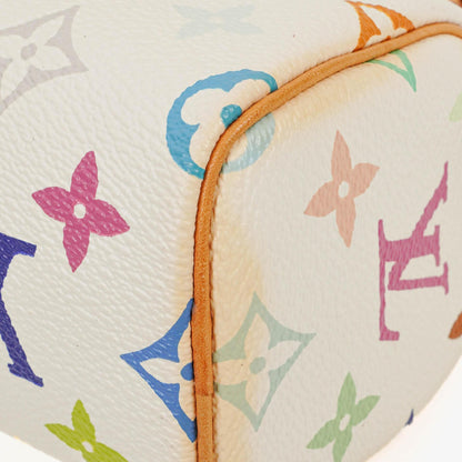 Louis Vuitton Takashi Murakami Nano Speedy Mini-Tasche aus weißem mehrfarbigem Monogram-beschichtetem Canvas