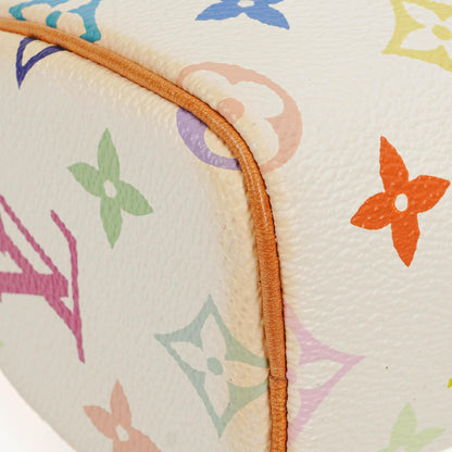 Louis Vuitton Takashi Murakami Nano Speedy Mini-Tasche aus weißem mehrfarbigem Monogram-beschichtetem Canvas