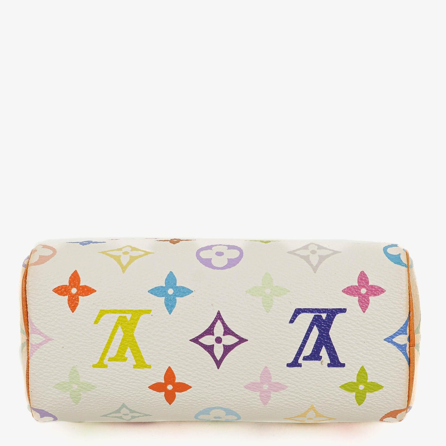Louis Vuitton Takashi Murakami Nano Speedy Mini-Tasche aus weißem mehrfarbigem Monogram-beschichtetem Canvas
