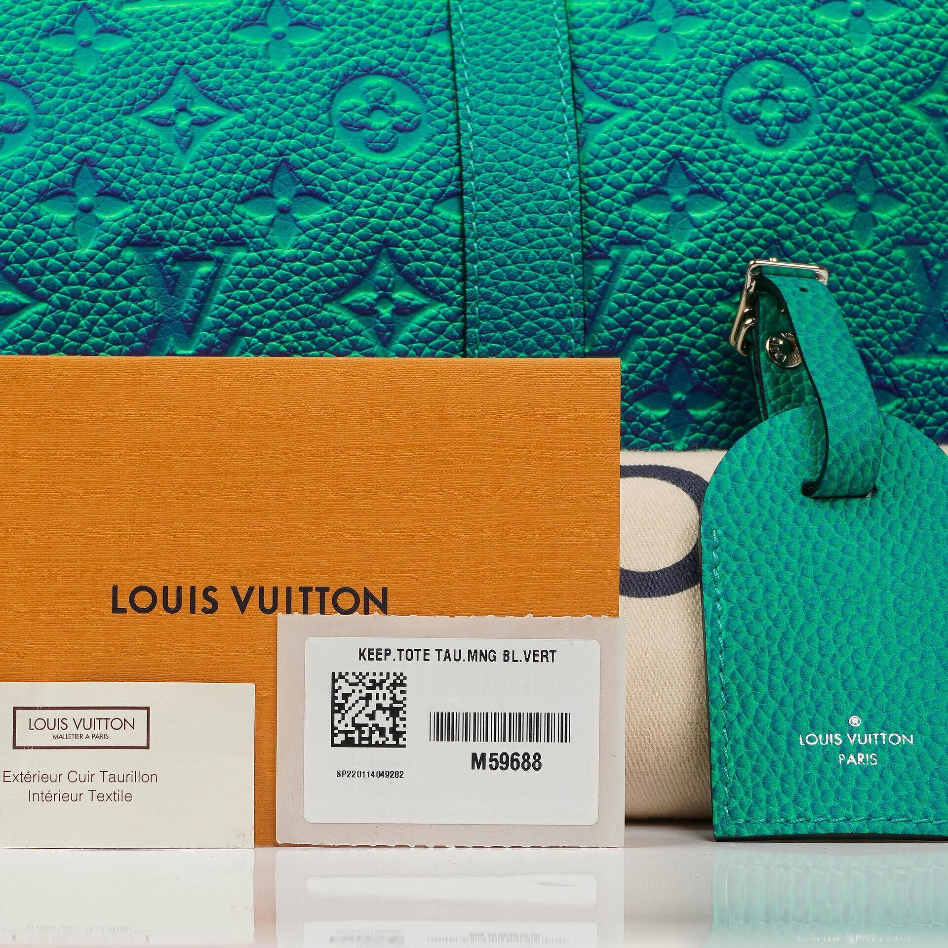 Louis Vuitton Keepall Tote Taurillon Illusion Monogram Bleu Vert