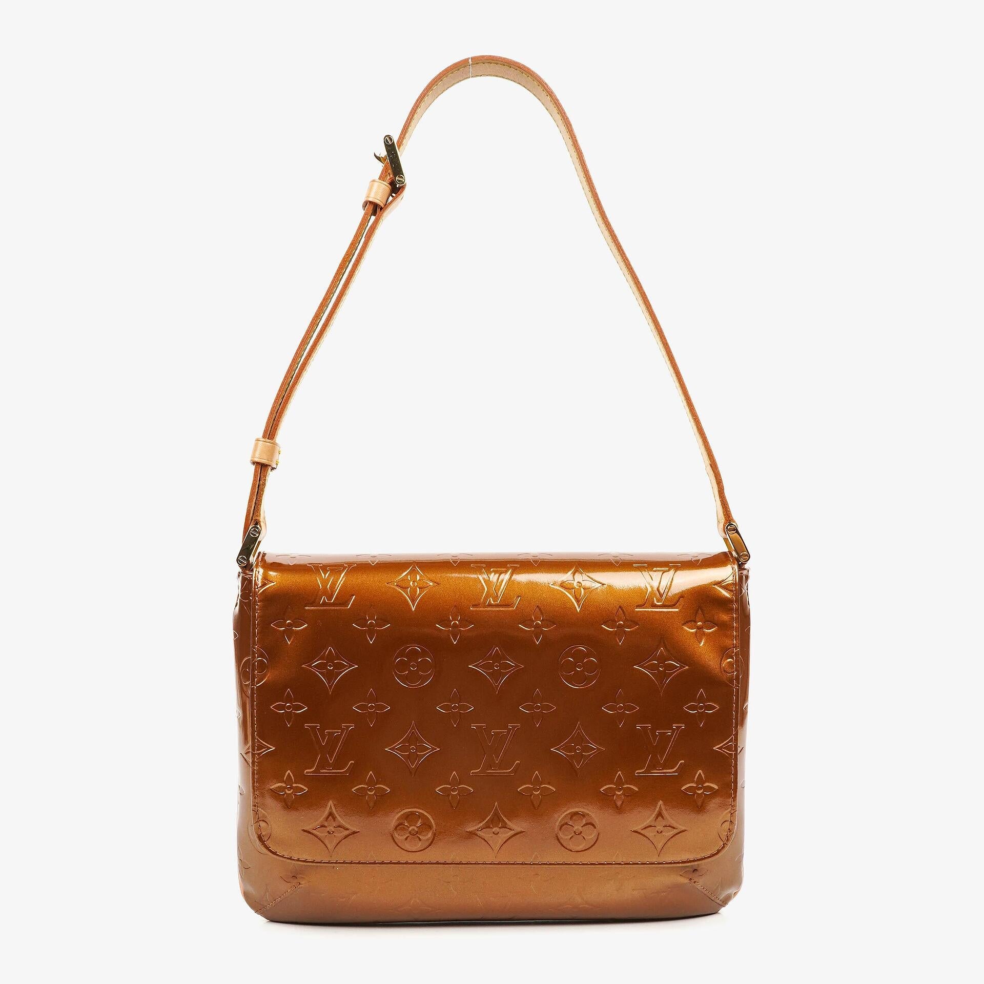 Louis Vuitton Thompson Schultertasche aus bronzefarbenem Monogram Vernis Leder