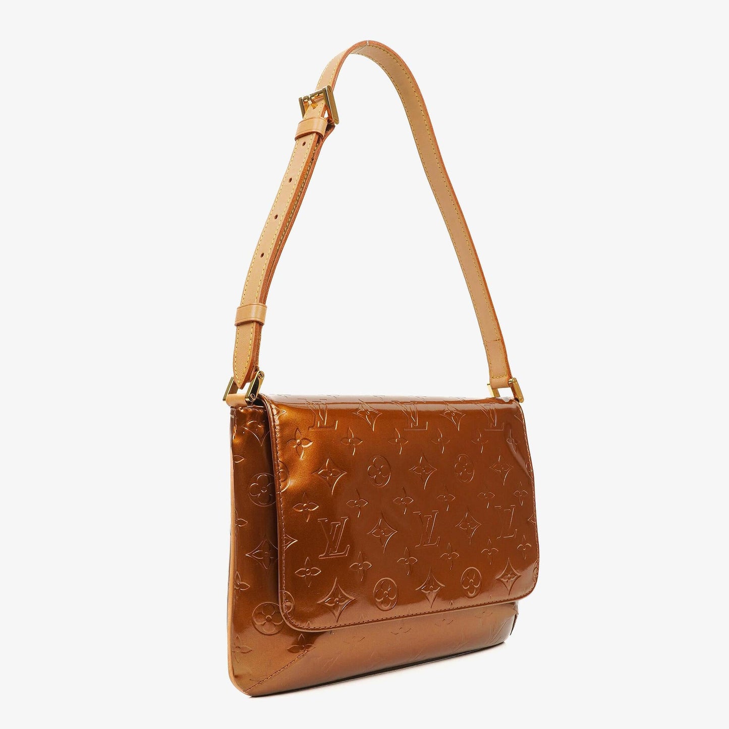 Louis Vuitton Thompson Schultertasche aus bronzefarbenem Monogram Vernis Leder