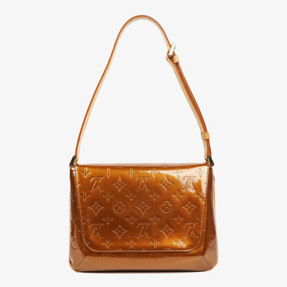 Louis Vuitton Thompson Schultertasche aus bronzefarbenem Monogram Vernis Leder