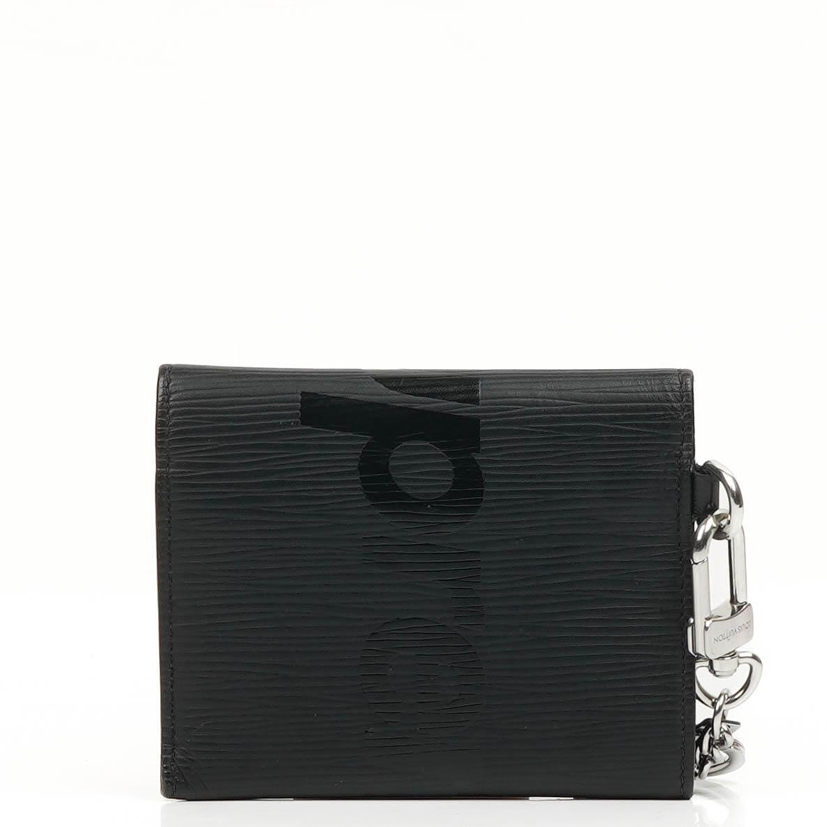 Louis Vuitton x Supreme EPI Schwarze Leder Kettenbörse