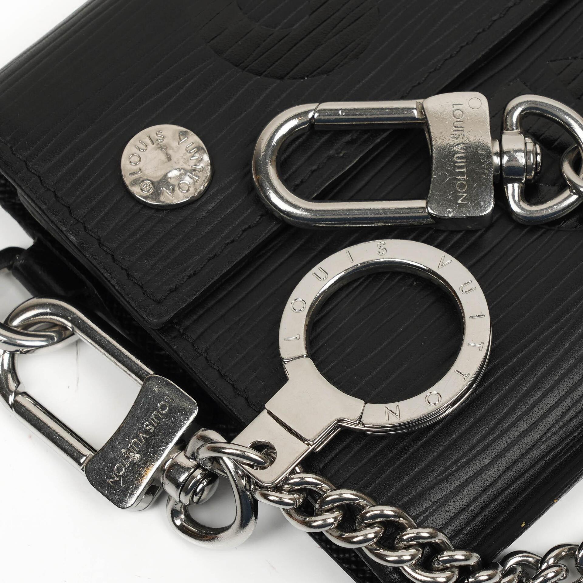 Louis Vuitton x Supreme EPI Schwarze Leder Kettenbörse