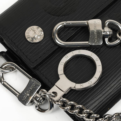 Louis Vuitton x Supreme EPI Schwarze Leder Kettenbörse