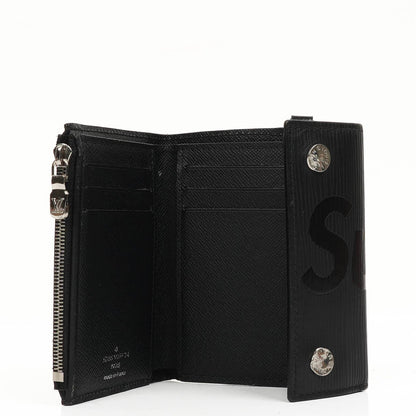 Louis Vuitton x Supreme EPI Schwarze Leder Kettenbörse