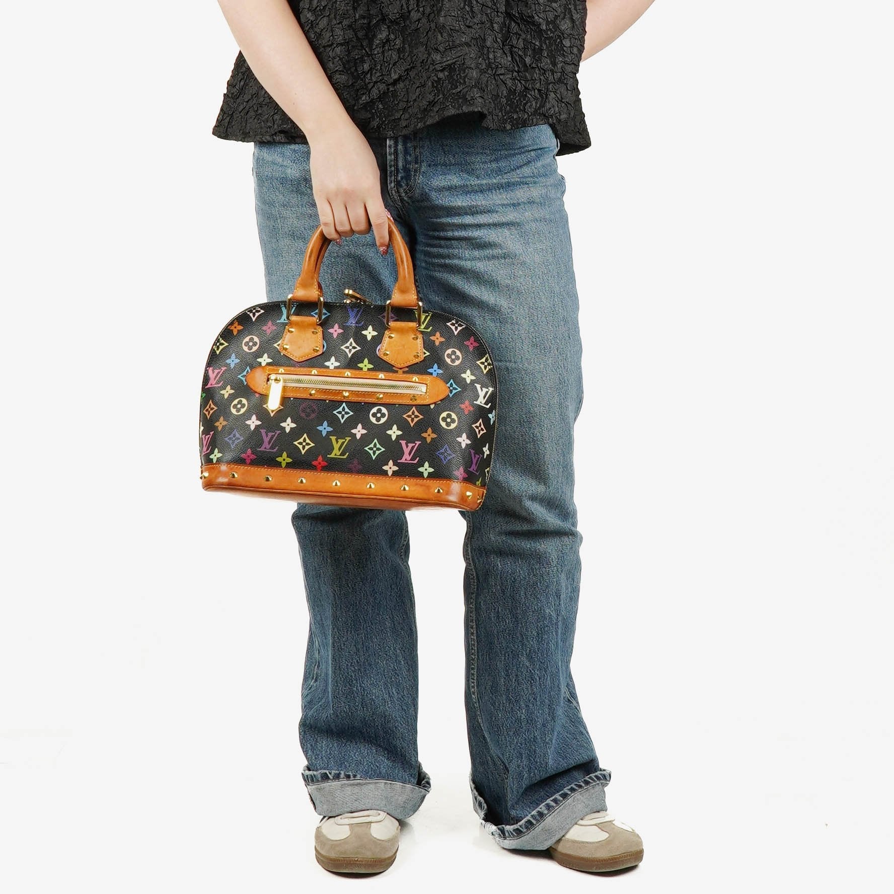 Louis Vuitton x Takashi Murakami Alma PM Tasche aus schwarzem Monogram Multicolor