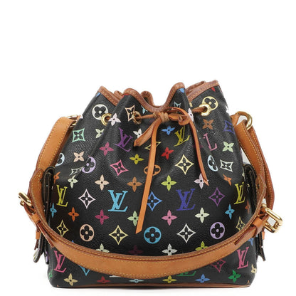 Louis Vuitton x Takashi Murakami Schwarze Multicolore Monogram beschichtete Canvas Petit Noe Schultertasche