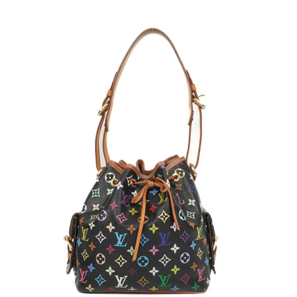 Louis Vuitton x Takashi Murakami Schwarze Multicolore Monogram beschichtete Canvas Petit Noe Schultertasche